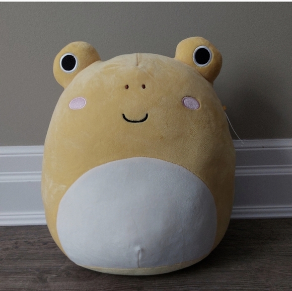 Squishmallows Leigh. Yellow with white belly + brown spots. 12 inches Toad - Picture 6 of 6